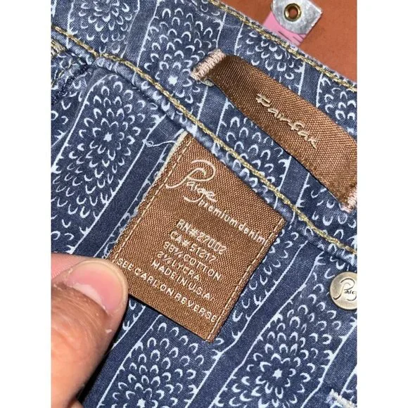 Paige Vintage Y2K  Blue Denim Canyon Low Rise Embroidered Flare Jeans Women's Si - Picture 11 of 12